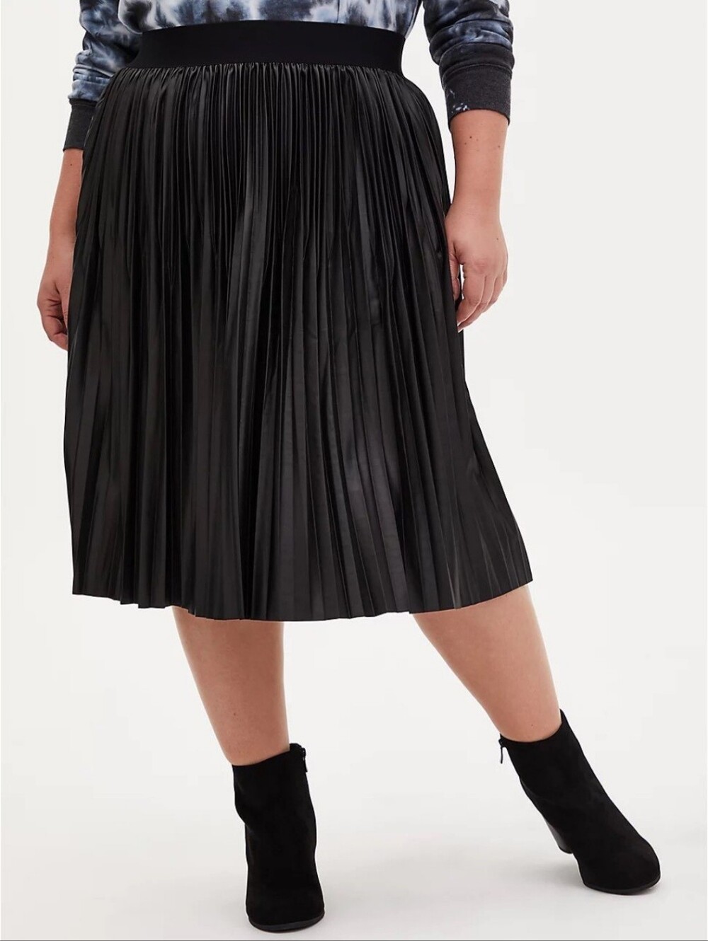 NWT Torrid Black Chiffon Pleated Tea Length Midi Skirt Size 4 / 4X (26)
